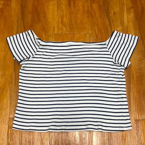 Divided by H&M Striped Off the Shoulder Crop Top Size Large - Picture 1 of 6